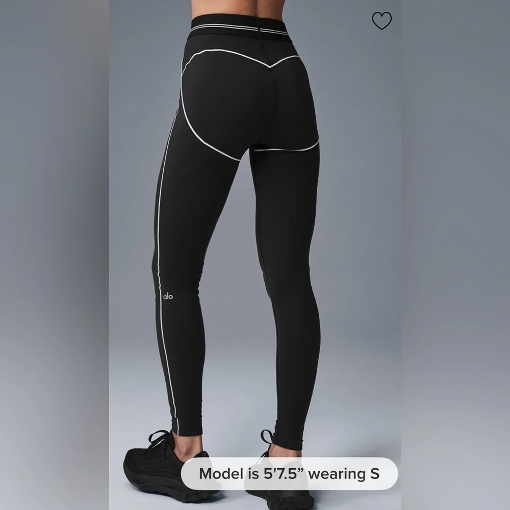 ALO Yoga NWT Airbrush High Waist Heart Throb Leggings Black White Size L